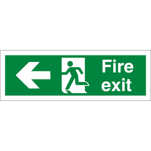 Fire Exit Sign Rigid Plastic 600 × 200mm Arrow Left