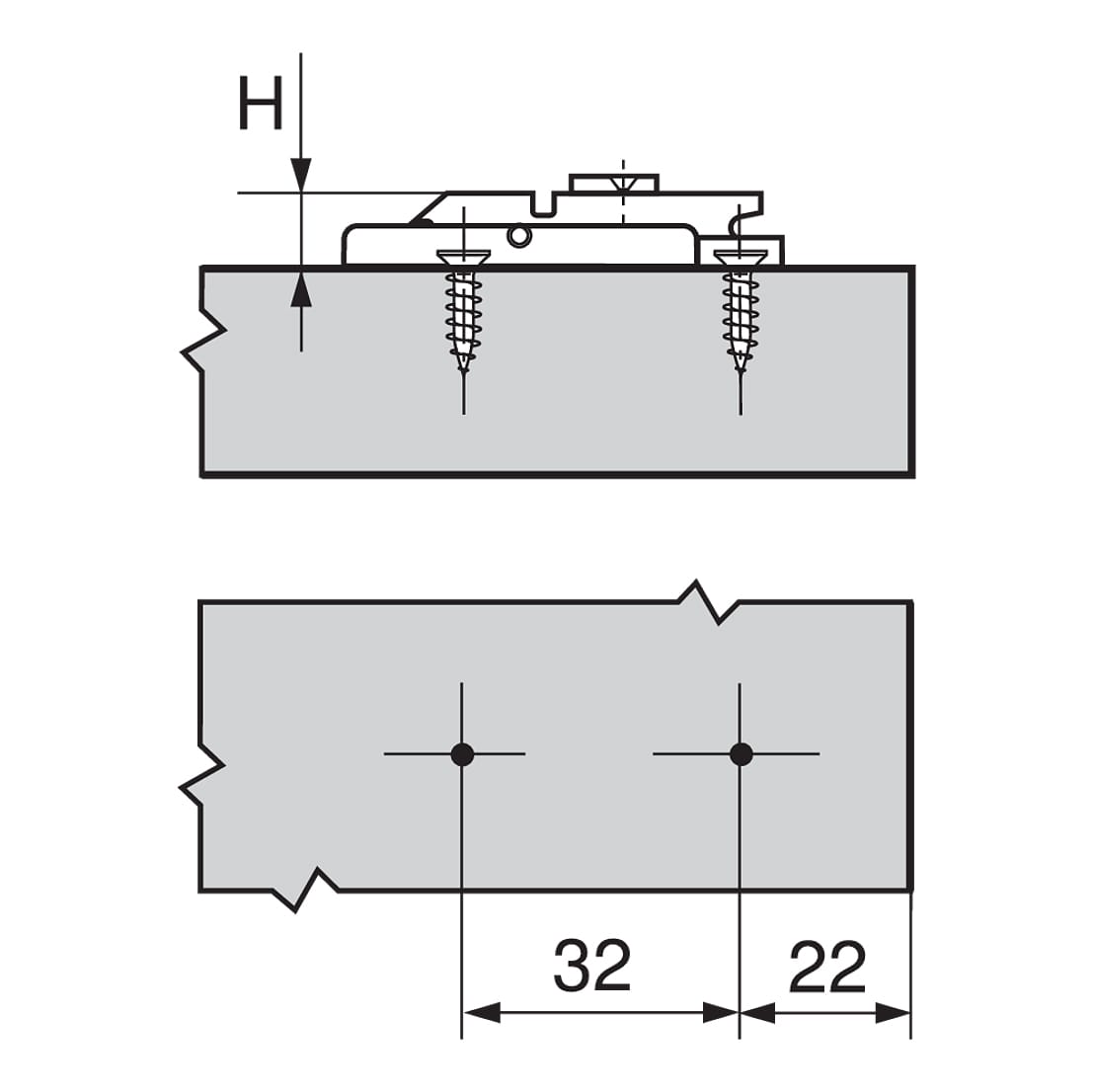 Website-ImagesQuest-Website-ImagesCabinet-FittingsImagesBlum-HingesDie-Cast-Horizontal-Mounting-Plate-Drilling-Dimensions
